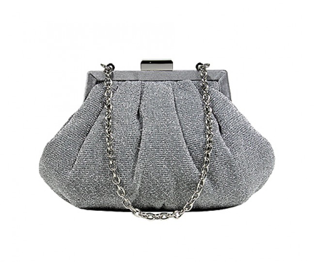 Evening Bag - Glittery Look Fabric - Silver -BG-92093S